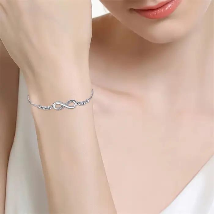 Bracelets fins en argent Sterling 925 et cristal pour femmes
