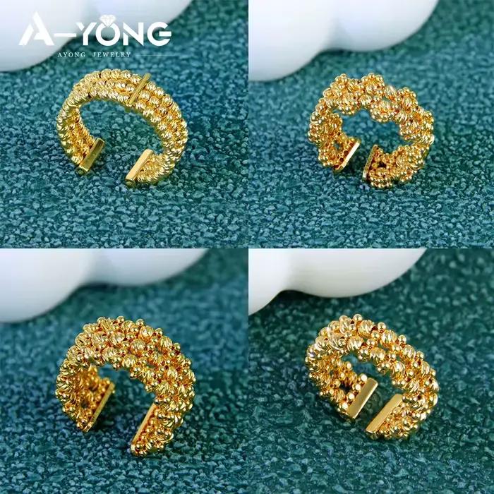 Bagues de perles réglables en or 24 carats, mode arabe, bague de mariage de mariée nigériane, dubaï, femmes musulmanes, bijoux Vintage arabesque