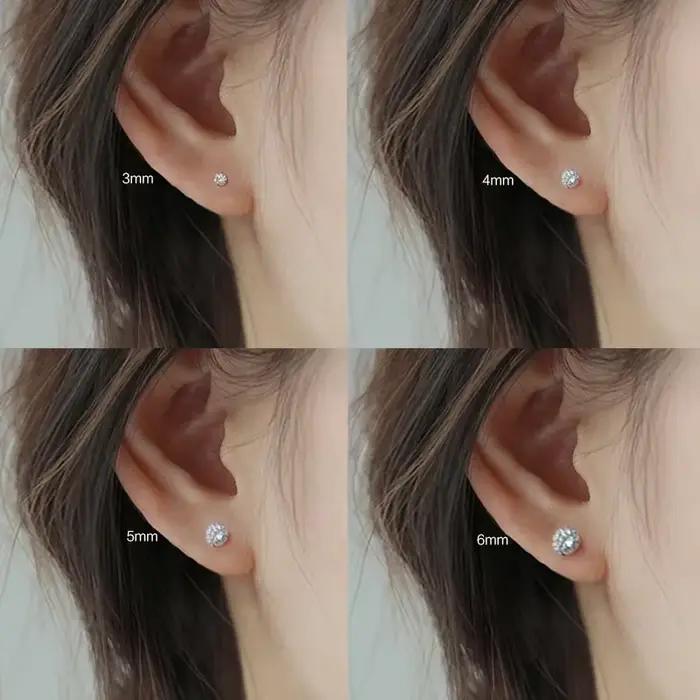 Boucles d'oreilles à clous en argent sterling 925 avec pierres de zirconium blanc pour femmes, bijoux élégants et durables pour occasions spéciales