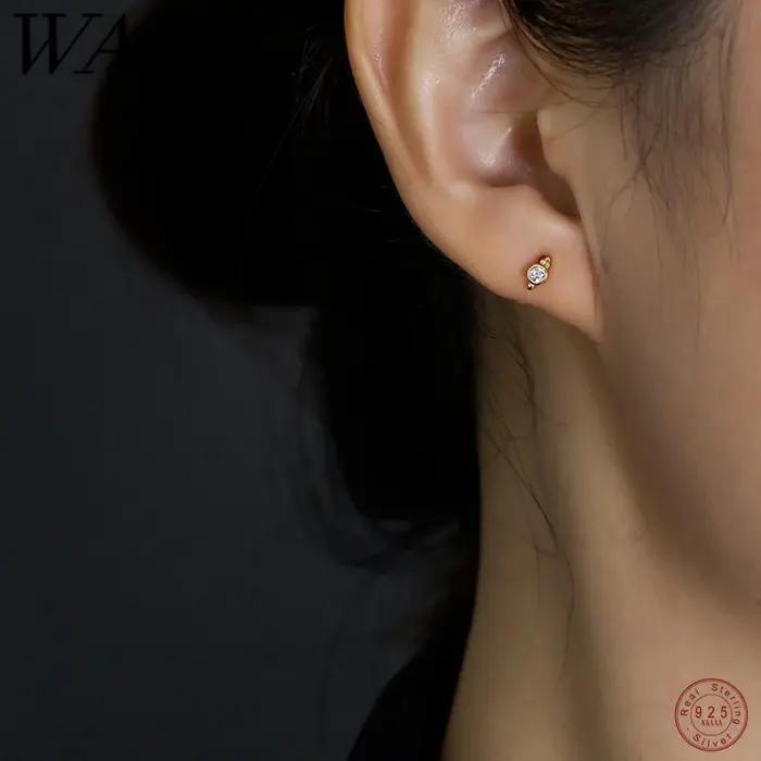 WANTME 925 en argent Sterling bohème Piercing petites boucles d'oreilles pour les femmes mode minimaliste fête luxe Zircon bijoux cadeau