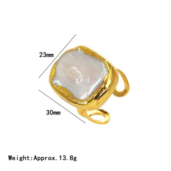 Bague en perle baroque plaquée or réglable pour femmes occasions spéciales engagement soirée mariage anniversaire unique