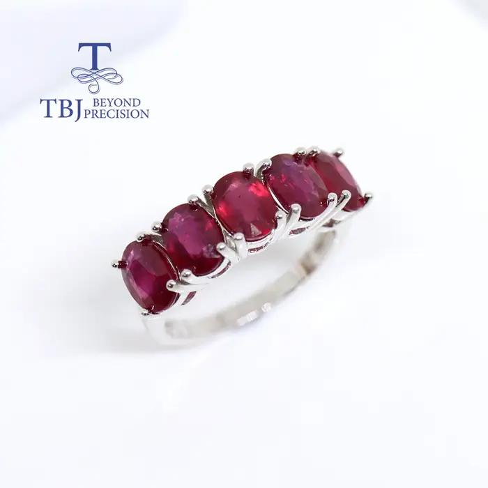 Bague en argent rubis rempli de pierres précieuses naturelles pour femmes