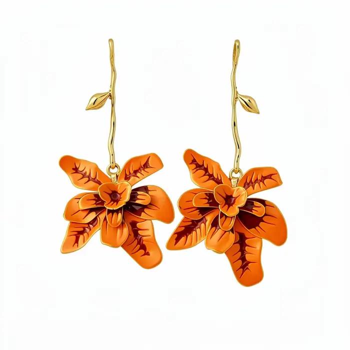 Boucles d'oreilles fleur design rétro élégantes et luxueuses accessoires pour oreilles bijoux femme occasions spéciales