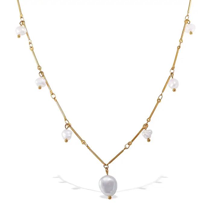 Amaiyllis Y2K – collier ras du cou en perles de culture baroques cultivées à la main, chaîne à billes, pendentif à breloque, bijoux Vintage, cadeaux