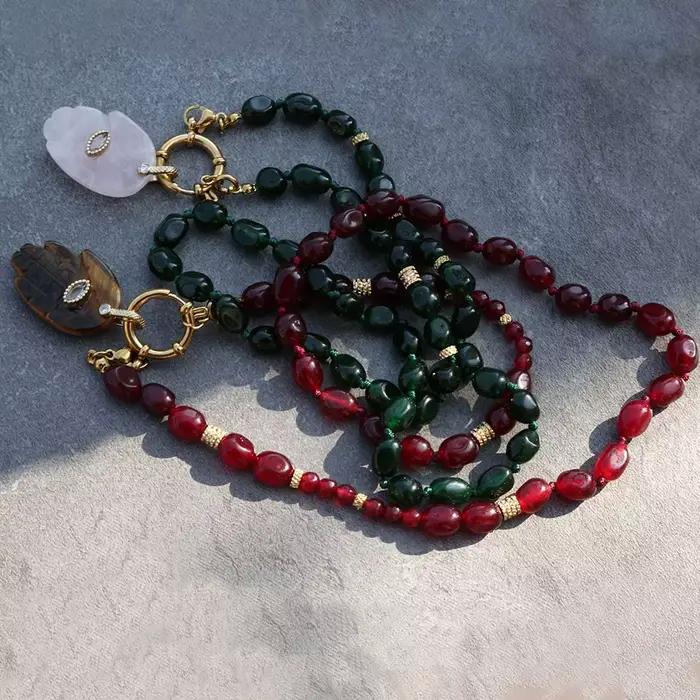 Collier de perles en pierre naturelle fait à la main, élégant, Style européen et américain, bijoux de fête, orné à la main du bouddha