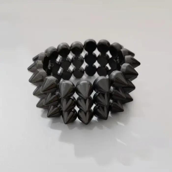 Bracelet Y2K Punk à triple rangée de clous, large et épais, style Gothique, accessoires de mode pour