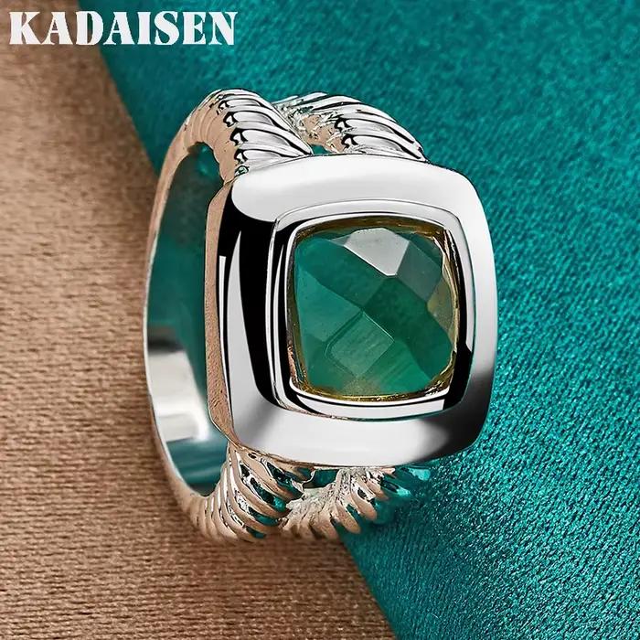 Bague en argent sterling 925 sertie de zircon vert pour femmes, bijou de luxe pour occasions spéciales, mariage, anniversaire