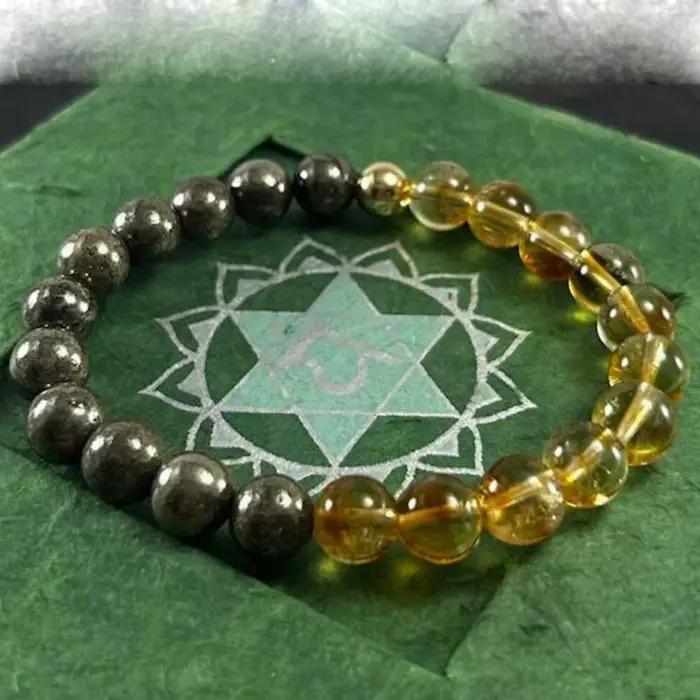 Bracelet en pyrite citrine moderne unisexe bracelet de guérison avec animal de compagnie motif tracker de fitness pour hommes et femmes occasions spéciales