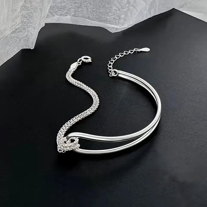 Bracelet Double couche en argent Sterling 925 pour femmes et filles