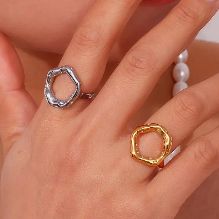 E.B.belle-Bague en titane plaqué or pour femme