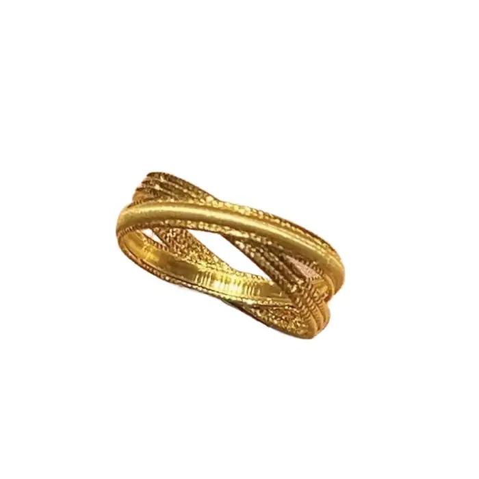 Bague géométrique plaquée or brossée classique pour femmes occasions spéciales mariage quotidien
