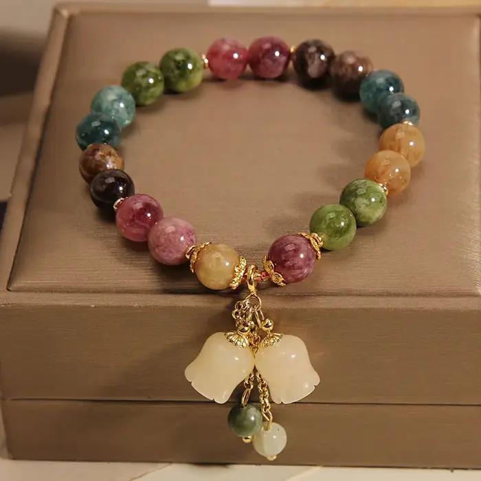 Bracelets avec pendentif orchidée en perles colorées pour femmes et filles