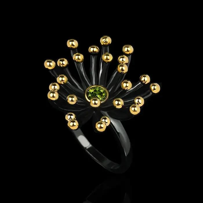 Bague créative rétro géométrique en forme de cœur et de fleur tridimensionnelle, bijoux bicolores pl