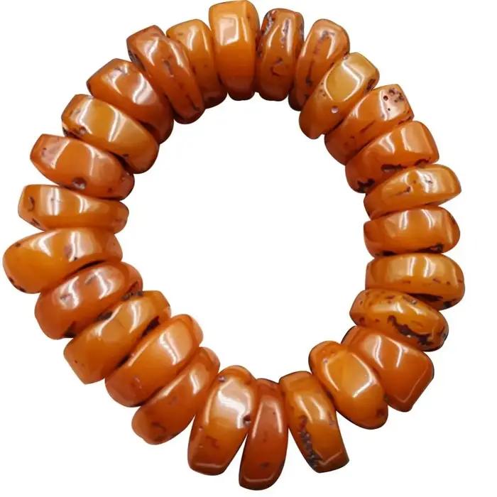 Couple Bracelets pour femme hommes mode ambre naturel cire d'abeille boulier perlé Bracelet main bijoux cadeau