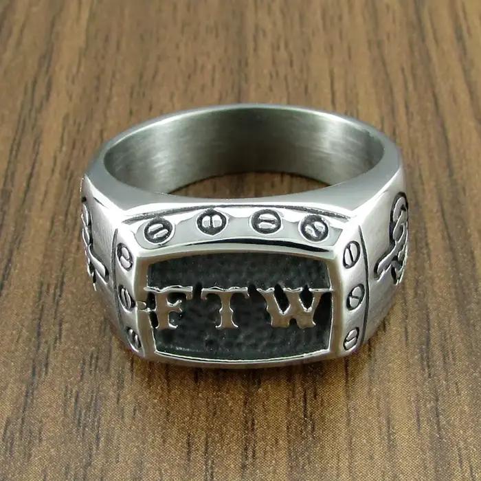 Taille punk 7-15 # FTW vis mécanique femme motard exquis en acier inoxydable 316L moto bague centrale