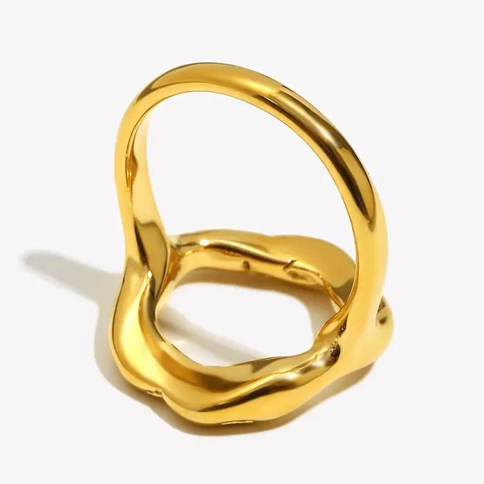 E.B.belle-Bague en titane plaqué or pour femme
