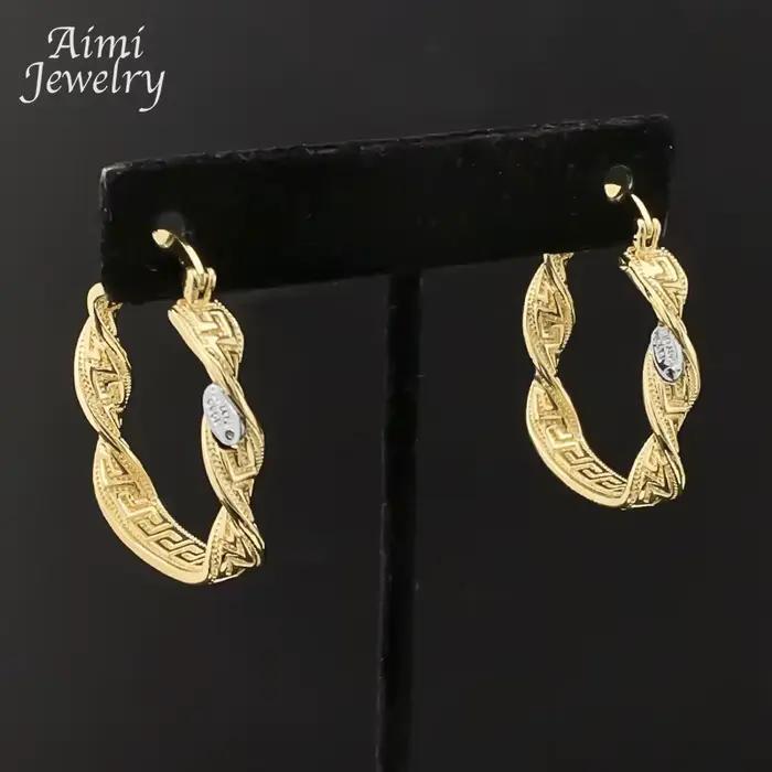 Ensemble de bijoux plaqués or 18 carats pour femmes, carré exquis, Simple, dubaï, gros cerceau, boucles d'oreilles, collier, cadeaux de fête de mariage