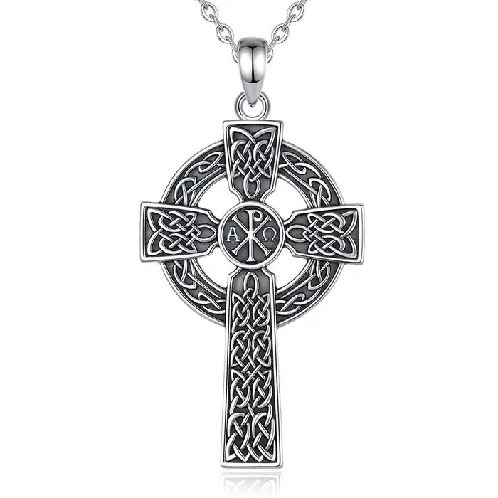 Eudora 925 argent Sterling noeud celtique croix collier Vintage Chi Rho pendentif chrétien religieux bijoux cadeau pour femmes hommes