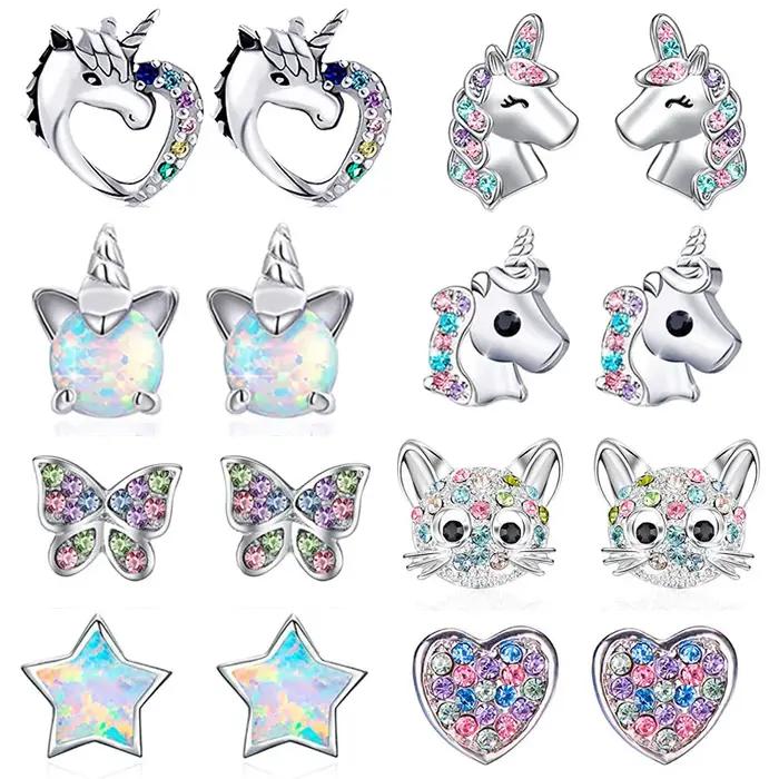 Boucles d'oreilles chat de dessin animé pour enfants filles