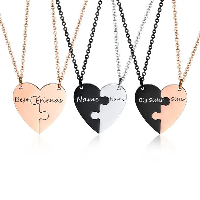 Colliers d'amitié BFF personnalisables en acier inoxydable avec pendentif cœur pour femmes pour toutes les occasions spéciales