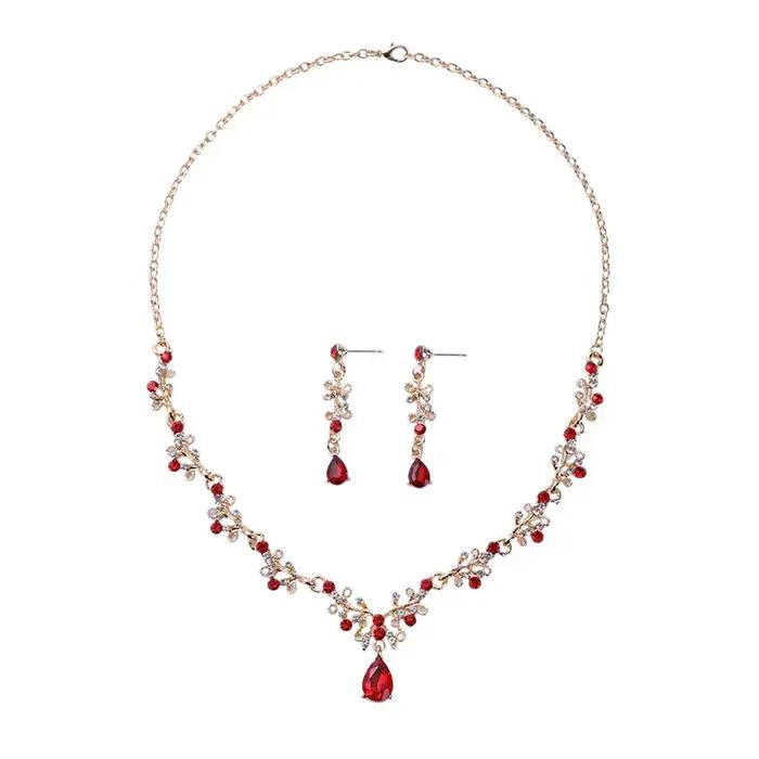 Ensemble collier et boucles d'oreilles intégrés en diamant d'eau pour mariée, bijoux de soirée à la mode, accessoires pour robe de mariée