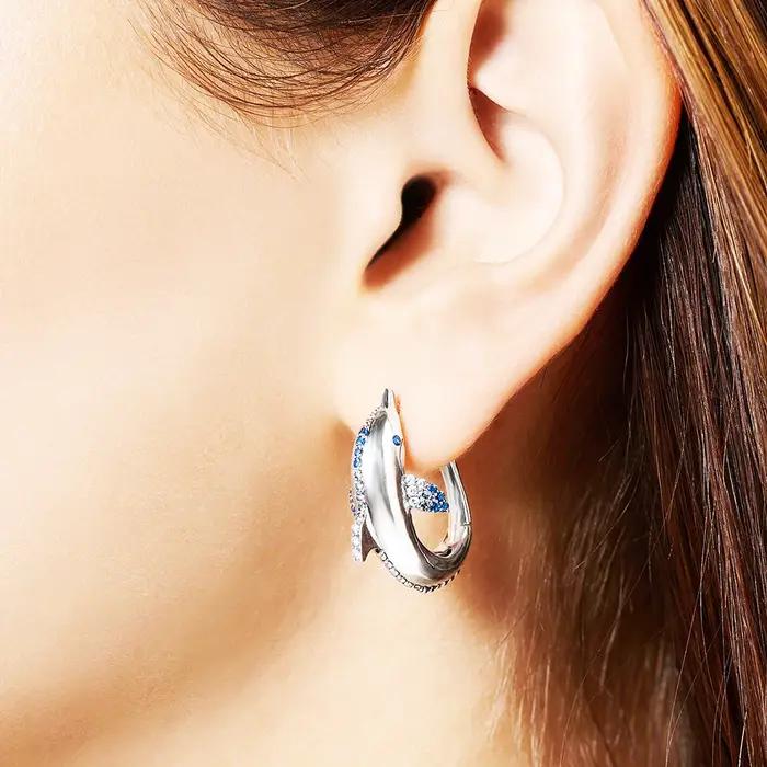 Boucles d'oreilles créoles dauphin