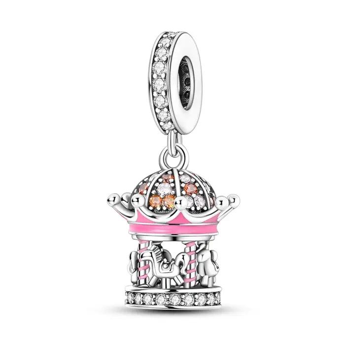 Breloques en argent Sterling 925, pendentif carrousel créatif pour Bracelet de 3mm, bijoux à faire s