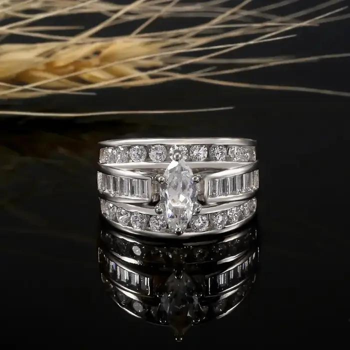 Huitan luxe Marquise coupe bague femme magnifique anniversaire fête bijoux Noble dame mode fiançailles cérémonie accessoires