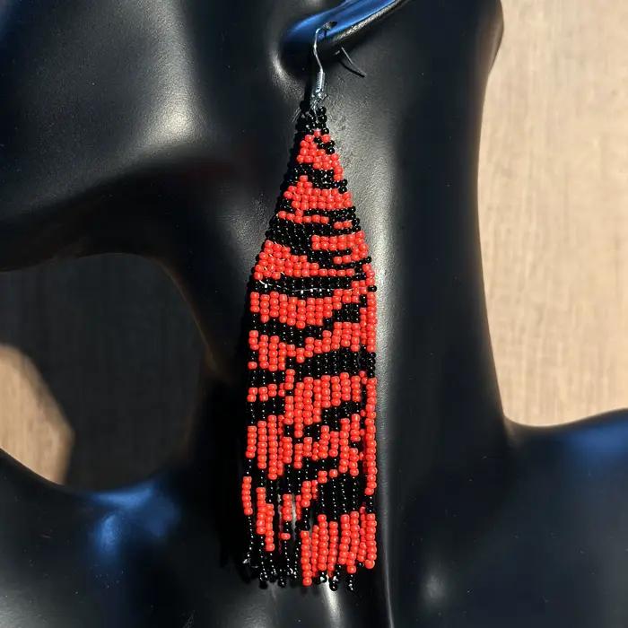 AHAYA – boucles d'oreilles bohème officielles à pampilles, perles de rocaille, perles de verre, imprimé léopard en peau de tigre tissé à la main, bijoux quotidiens pour femmes
