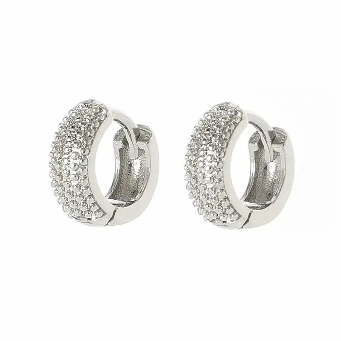 Boucles d'oreilles créoles martelées pour femmes, couleur or massif, Chunky Huggies, mode coréenne V