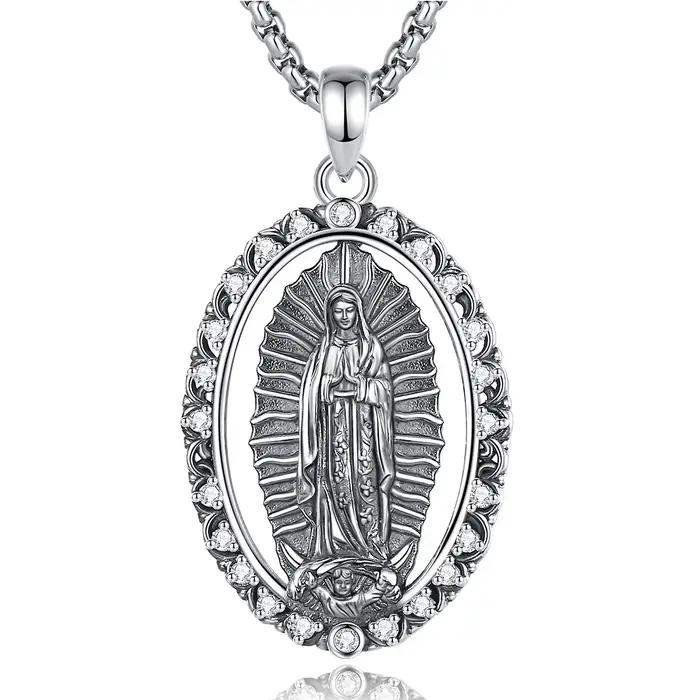 Collier Eudora Vierge Marie en cuivre plaqué argent