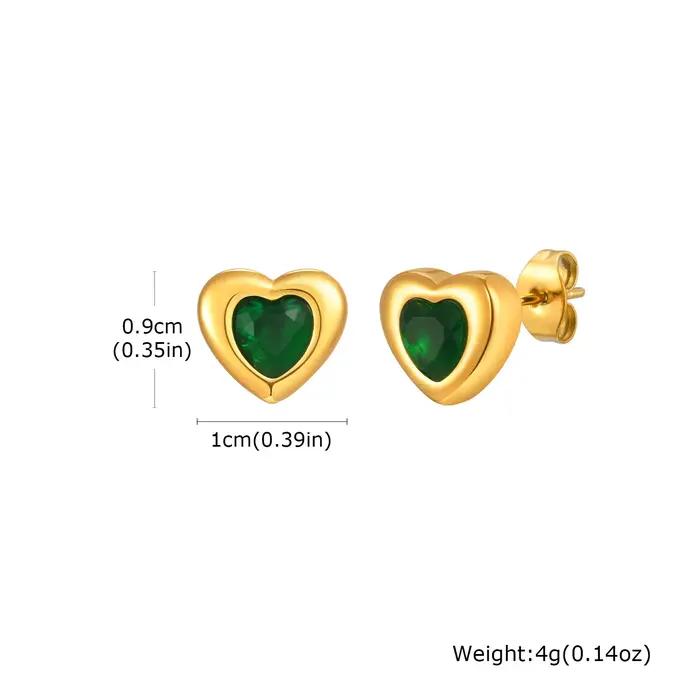 Collier Pendentif Zircon Vert Retro Femme, Acier Inox Plaqué Or, Chaîne Cristal, Cadeau Anniversaire