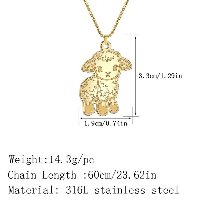 Collier pendentif mouton mignon en acier inoxydable bijou animal design moderne cadeau d'anniversaire femme événement occassionnel