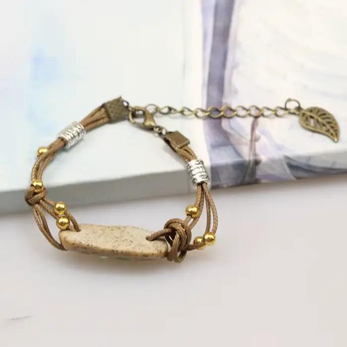 Bracelets en céramique faits à la main pour femmes, style géométrique moderne, bracelets de mode, cadeaux d'occasion spéciale