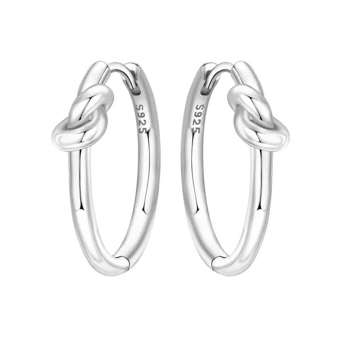 MISEFF Boucles d'oreilles en argent sterling S925, boucles d'oreilles à nœud simple, bijoux de mode polyvalents, cadeau pour la fête des mères