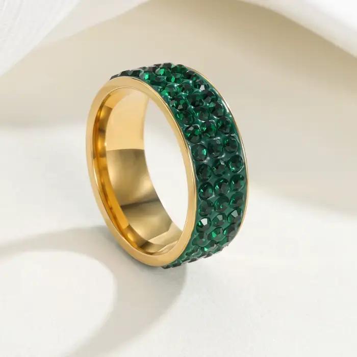 Bague de mariage en pierre blanche de 8mm pour femmes, 3/5 rangées, en acier inoxydable, avec pierres serties pavé, bijoux de fiançailles