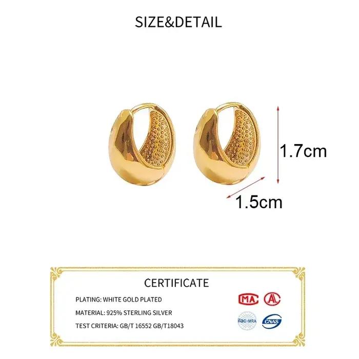Boucles d'oreilles créoles géométriques lisses couleur argent pour femme