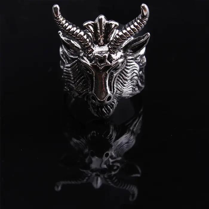 Anneau Rétro Sigil de Baphomet Punk Gothique Rock Hip Hop Accessoire Motard Cadeau Occasions Spéciales