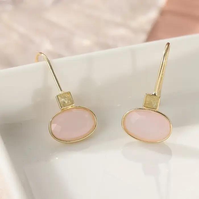 Boucles d'oreilles pendantes - Boucles d'oreilles pierres précieuses - Idées cadeaux pour elle - Bou