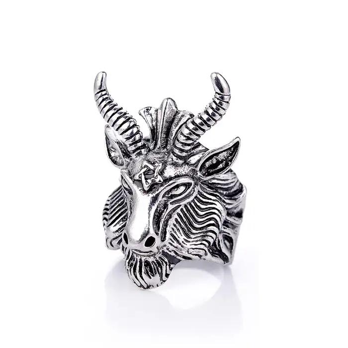 Anneau Rétro Sigil de Baphomet Punk Gothique Rock Hip Hop Accessoire Motard Cadeau Occasions Spéciales