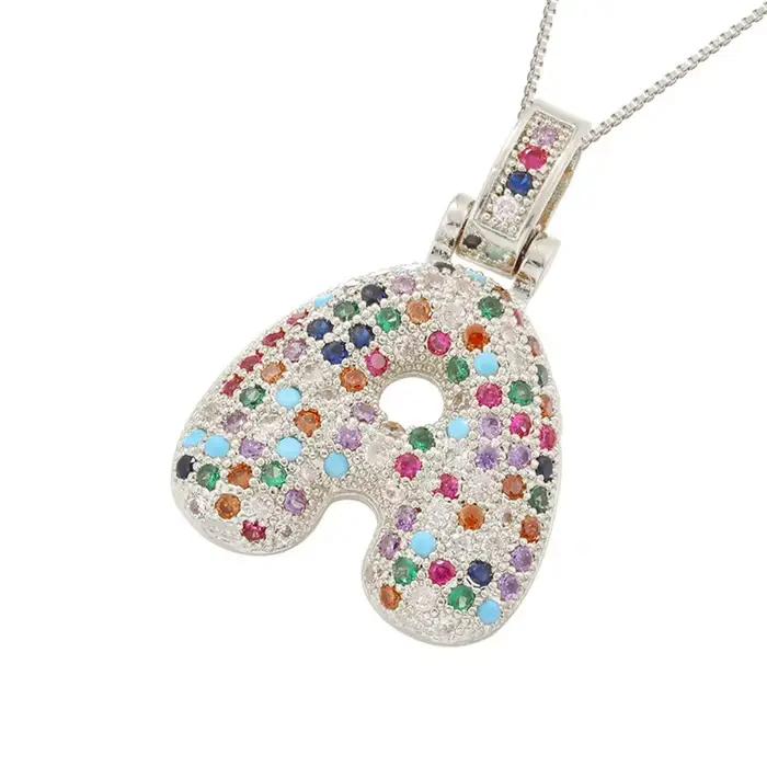 Collier avec 26 lettres initiales anglaises pour femmes, chaîne en boîte plaquée argent, pendentif A