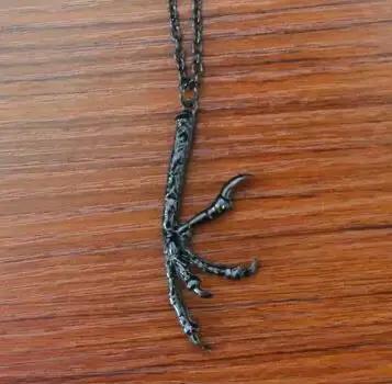 Collier gothique avec griffe de corbeau en résine plaquée argent ou zingué noir pour femmes et hommes, bijoux punk, wiccan, animal, bizarre, aigle, faucon, oiseau, tendance