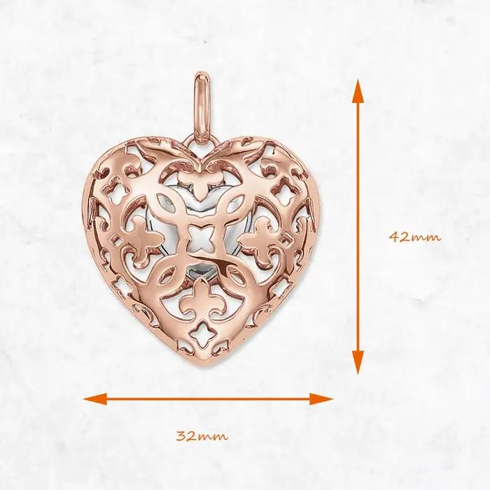Pendentif médaillon en forme de cœur en or Rose