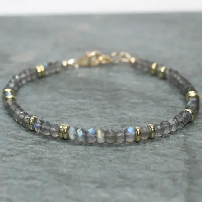 Bracelet en labradorite saphir acrylique pour femmes avec fermoir homard et réglage paramètres de pavage occassions spéciales