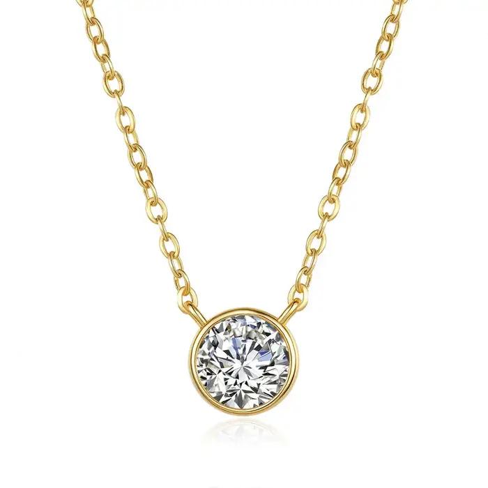 M-JAJA 1ct lunette Moissanite pendentif collier diamant
