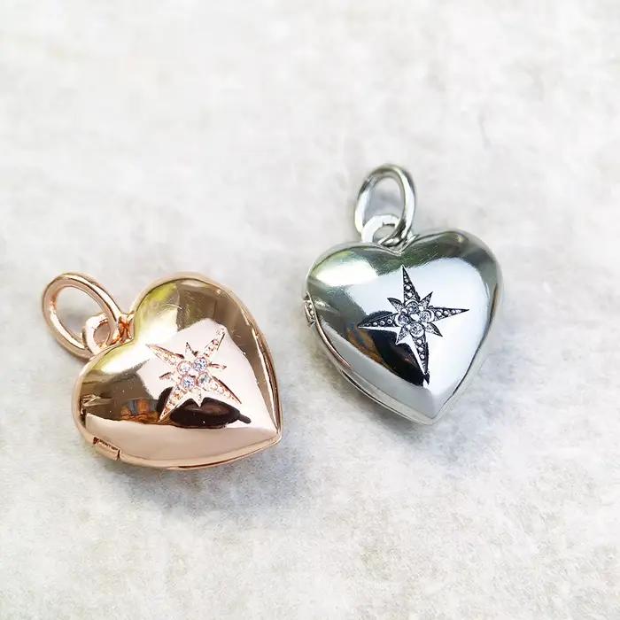 Médaillon en forme de cœur avec pendentif étoile en argent sterling 925 pour femmes romantiques occasions spéciales engagement mariage cadeau
