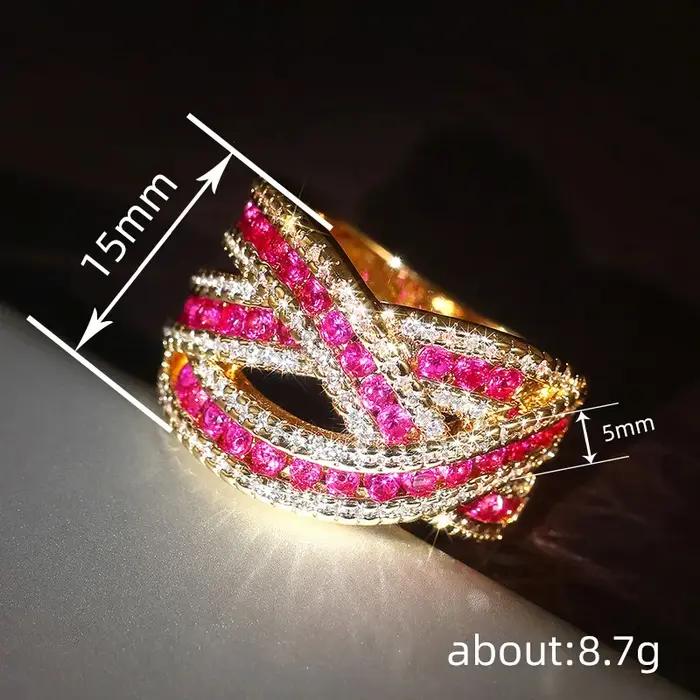 Huitan – magnifique bague croisée couleur or pour femmes