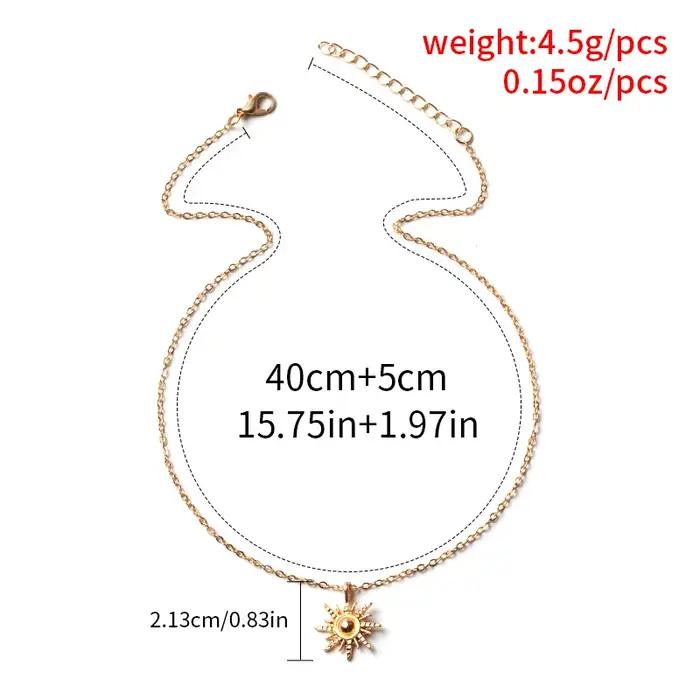 Collier pendentif soleil couleur or Simple pour femmes