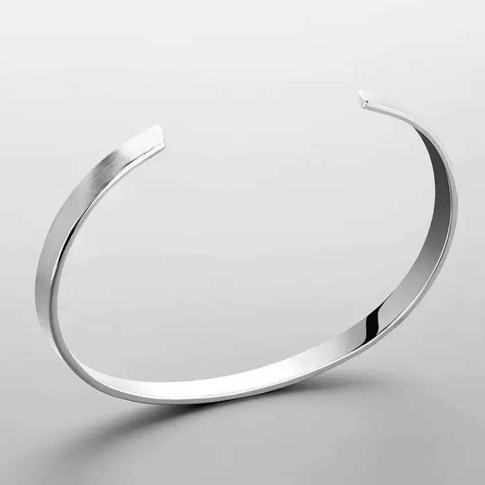Bracelet en acier inoxydable plaqué platine EManco Simple Unisex Paragraph Cuff pour homme, accessoires simples de luxe léger de haute qualité