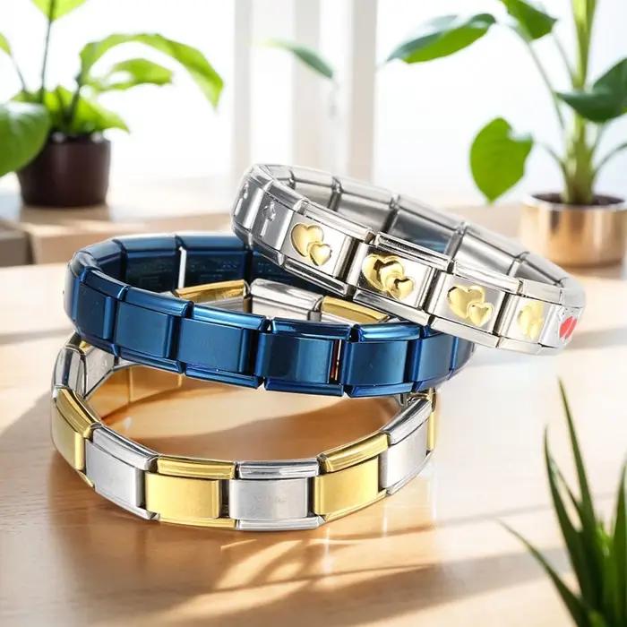 Bracelet en acier inoxydable italien avec breloques multiples pour femmes, cadeau chic pour occasions spéciales